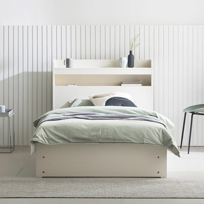 퍼리든 유니 LED 서랍 3단 수납침대 + 본넬 매트리스 방문설치, 화이트