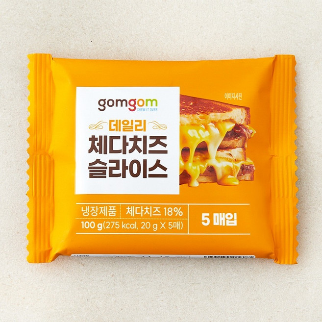 곰곰 데일리 체다치즈 슬라이스 5매입, 20g, 5개입, 1개