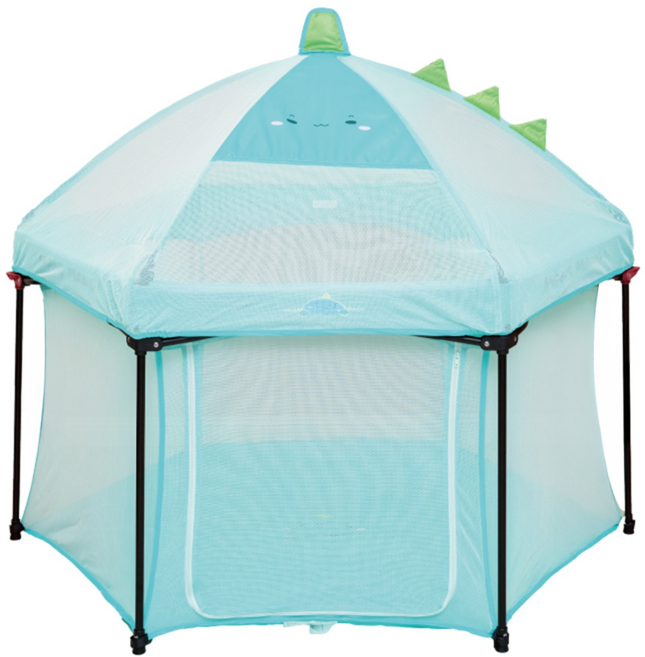 Mang Mang 小鹿蔓蔓 折疊式兒童遊戲圍欄帳篷 防蚊豪華版 FH-A 15kg 3歲以下適用 136 x 120 x 75cm 恐龍 1個, 恐龍 藍色