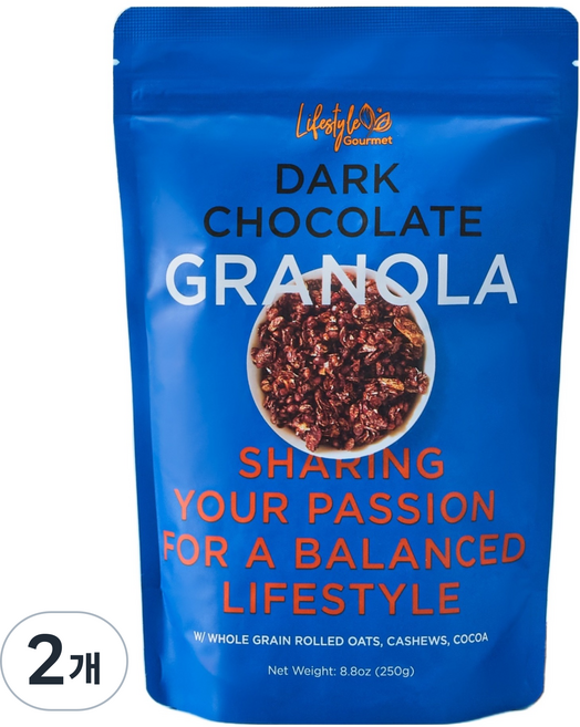 라이프스타일 고메 다크초콜릿 그래놀라, 250g, 2개