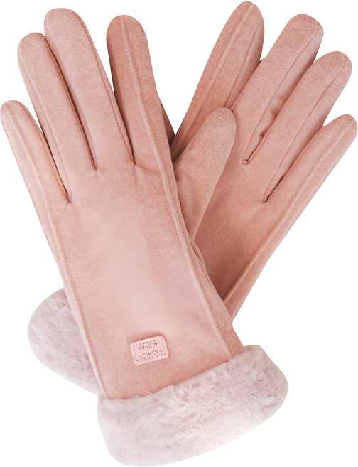 WOONUE 女士可觸控手套 親膚羊毛加絨防寒雙層手套