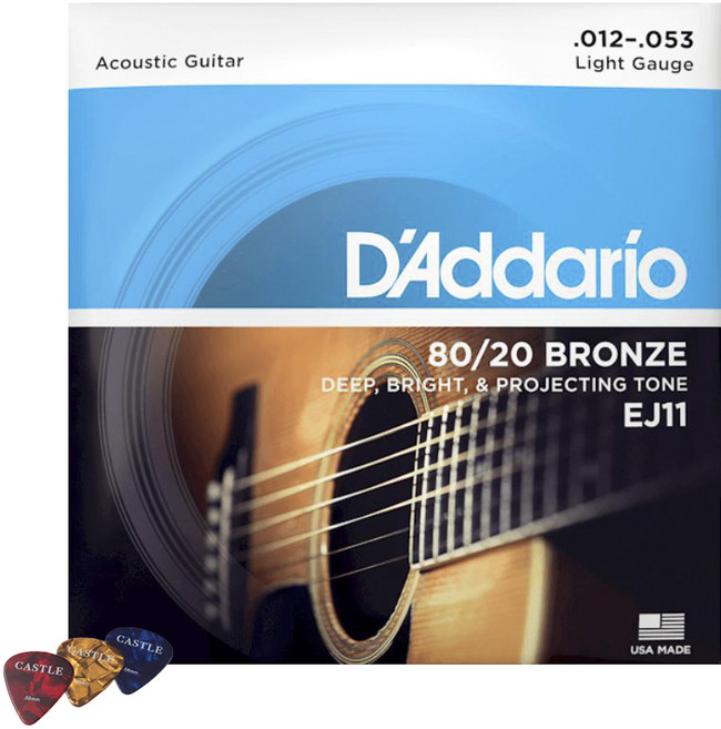 다다리오 어쿠스틱 기타 줄 + 캐슬피크 3p, EJ11, 1개