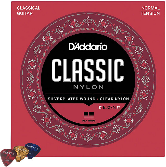 다다리오 노멀 텐션 클래식 기타 줄 + 캐슬피크 3p, EJ27N, 1개