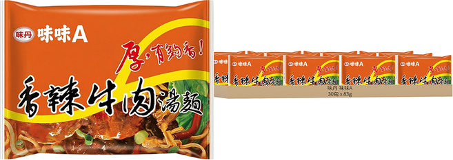 味丹 味味A 香辣牛肉湯麵 83g, 30包