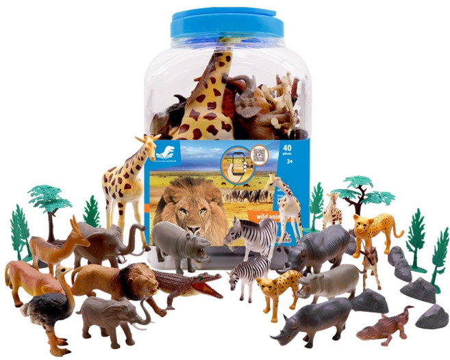 다이노랩 동물 사각 버켓 40pcs 피규어, 1세트