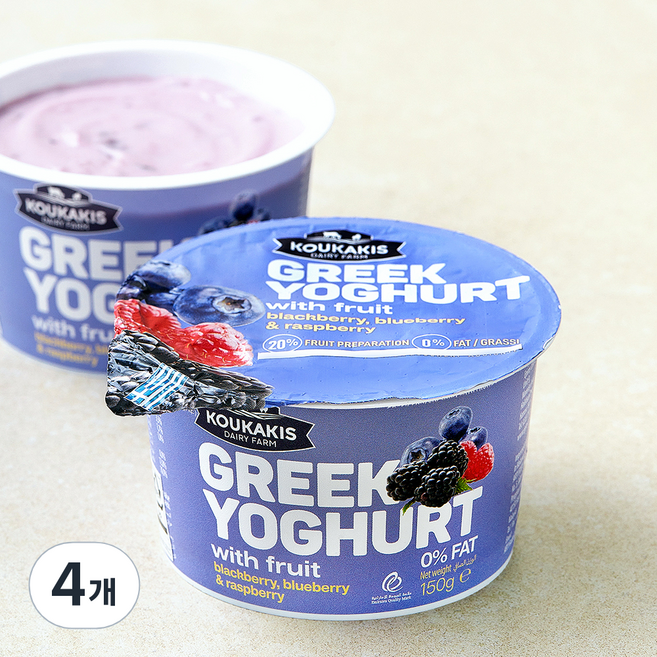 코우카키스 그릭요거트 블루베리 라즈베리, 150g, 4개