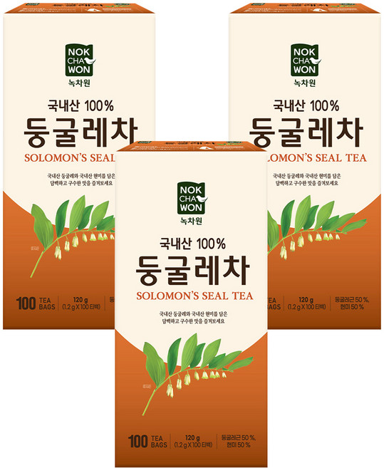 녹차원 둥굴레차, 1.2g, 100개입, 3개