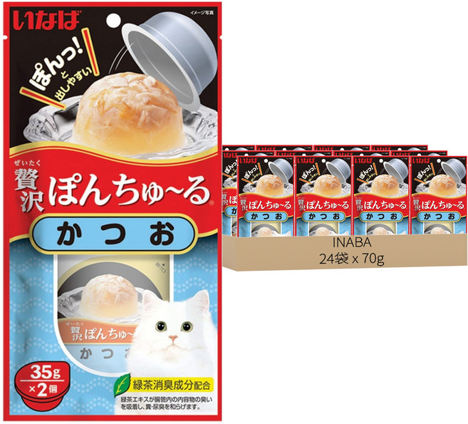 INABA 奢華果凍杯 TSC-43 2個, 鰹魚口味, 70g, 24袋