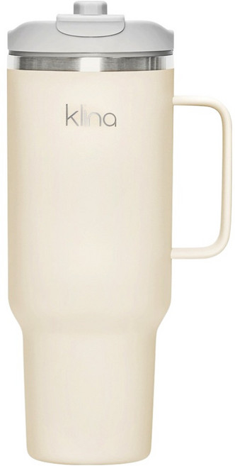 클리나 뉴원더 보온보냉 빨대 손잡이 차량용 대용량 텀블러, 크림, 1.2L, 1개