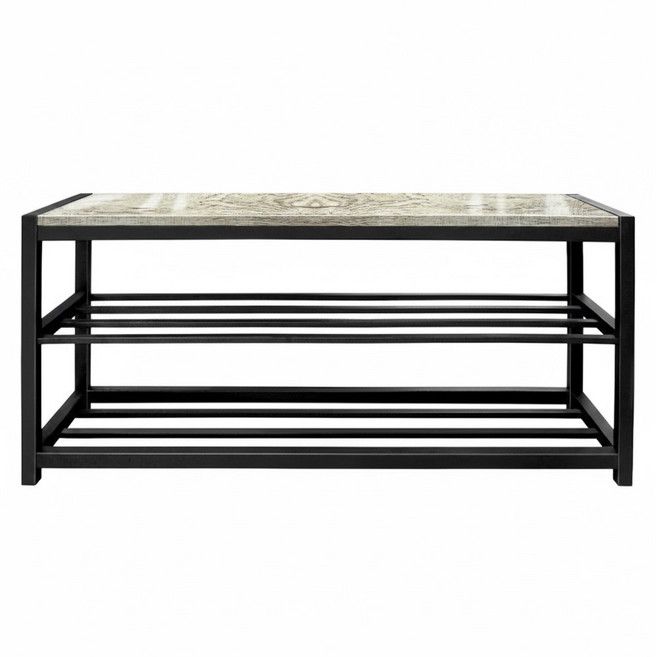 USEFUL DESIGN 悠室屋 Loft 維夫雙層穿鞋架 43.5 x 95 x 29cm 8.6kg, 木板款式隨機 + 黑管, 1個