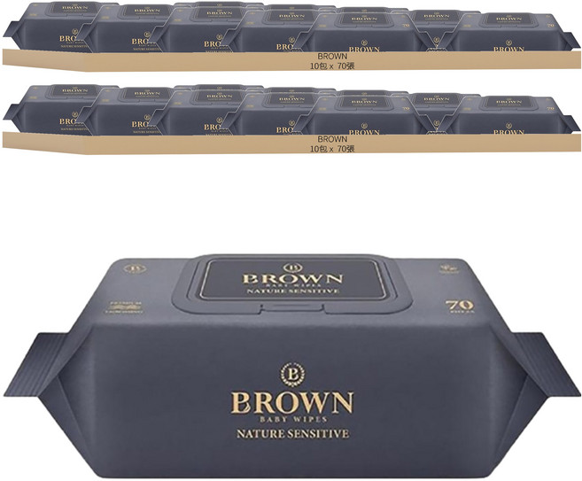 BROWN 壓紋嬰兒濕紙巾 敏感肌適用, 70張, 20包