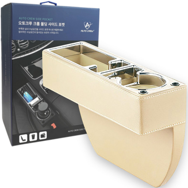 오토크루 크롬 몰딩 사이드포켓 조수석, 1개, 베이지