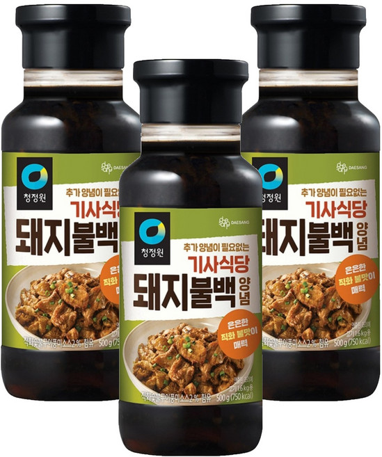 청정원 기사식당 돼지불백양념, 500g, 3개