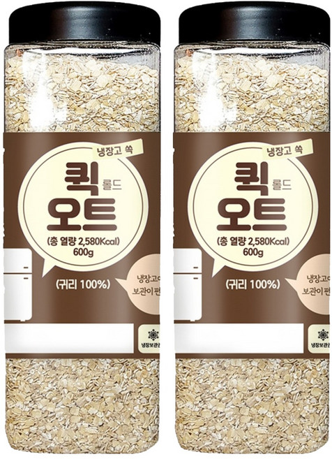 냉장고쏙 퀵 롤드 오트, 600g, 2개