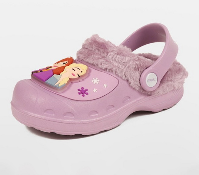 프로월드컵 여아용 겨울왕국 2 버튼 라이팅 방한 샌들 슬리퍼