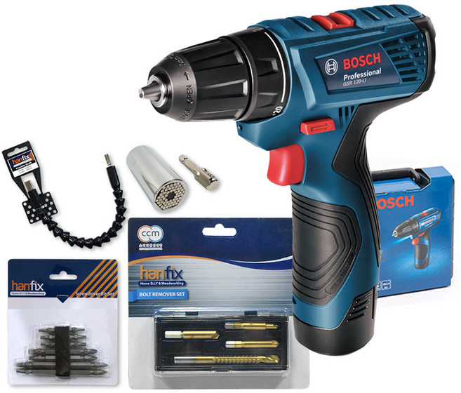 보쉬 충전 전동드릴 전동드라이버 GSR 120-LI(1B)홈키트 공구세트, 본품(추가배터리없음), 1세트