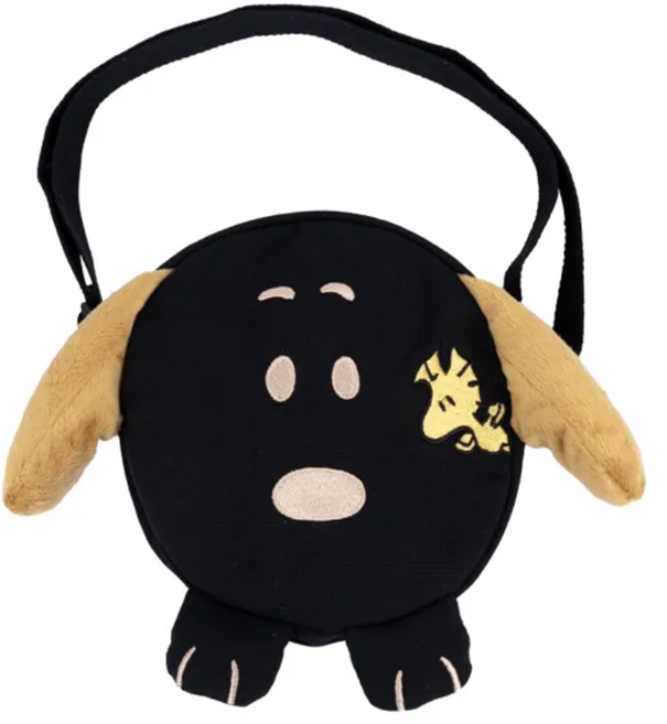 PEANUTS 史努比 毛毛耳朵側背包 PZCEC074K0, 黑色
