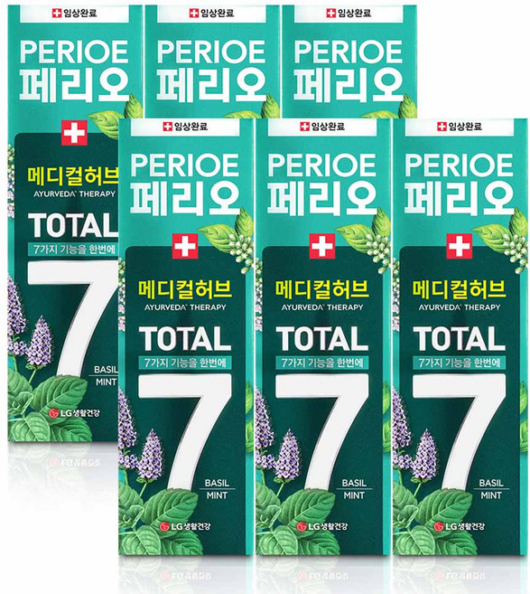 페리오 토탈7 메디컬허브 치약 바질민트, 100g, 6개