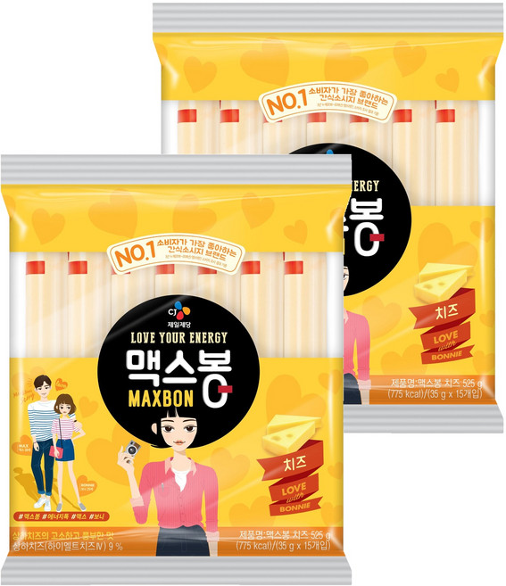 맥스봉 치즈, 525g, 2개