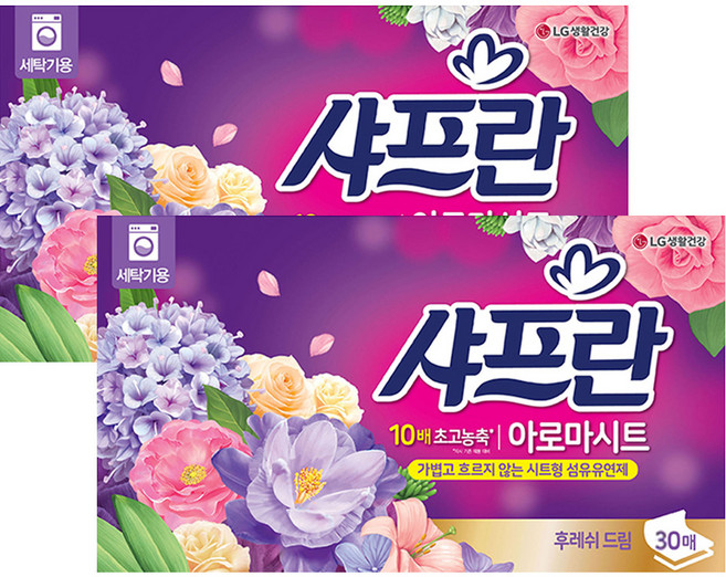 샤프란 아로마시트 시트 섬유유연제 후레쉬 드림 본품, 30매, 2개