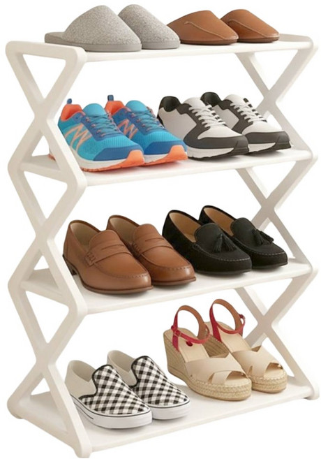 제이홈 4단 신발장 정리대 선반, 화이트, 1개