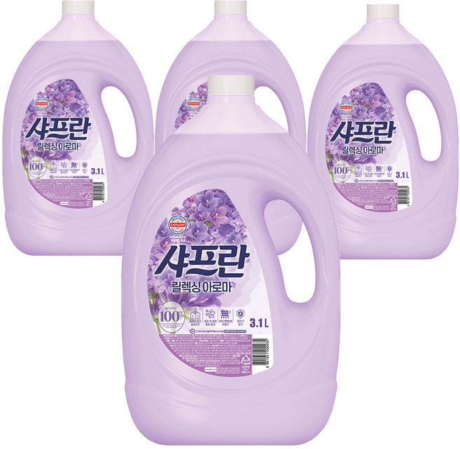샤프란 섬유유연제 릴렉싱아로마, 3.1L, 4개