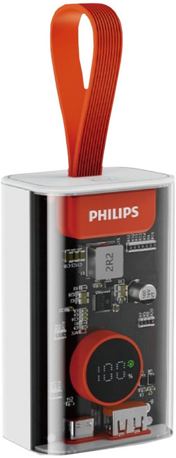 PHILIPS 飛利浦 FunCube 10000mAh行動電源 透明款, 白色, DLP5715C