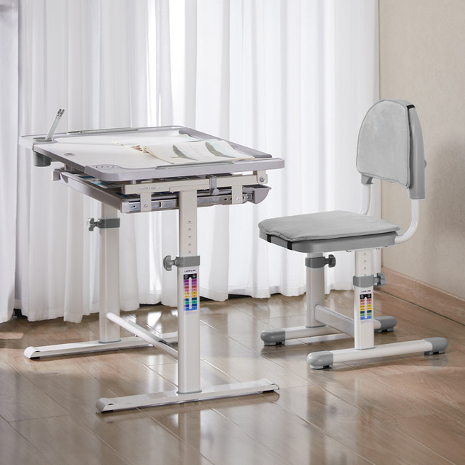 루나랩키즈 어린이 꾸러기 책상 + 의자 세트, 그레이