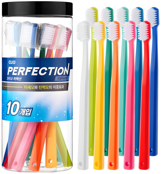 크리오 퍼펙션 이중미세모 비비드 칫솔 세트, 10개입, 1세트