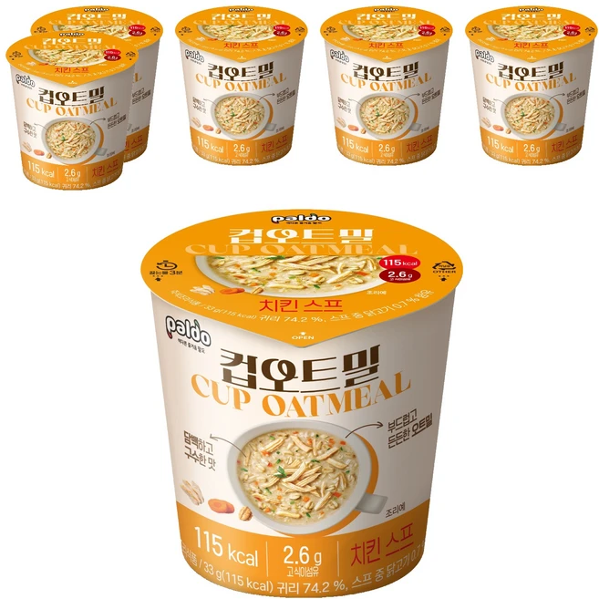 팔도 컵오트밀 치킨스프, 33g, 6개 - 쿠팡