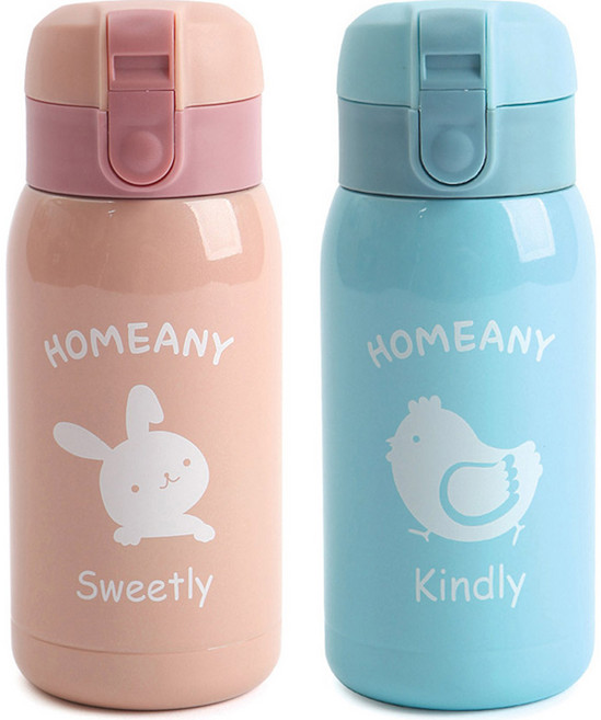 홈애니 원터치 보온보냉병 2p 세트, 핑크 + 스카이블루, 300ml, 1세트