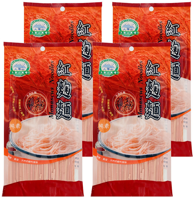 大雪山農場 蒟蒻紅麴麵, 250g, 4包
