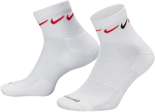 NIKE 耐吉 男女 基本款短襪 U NK EVERYDAY PLUS CUSH ANKLE, 白色 NIKE勾勾, 1雙