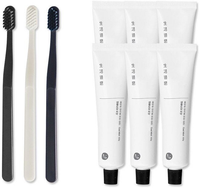 생활도감 치약 6p + 칫솔 3p, 1세트