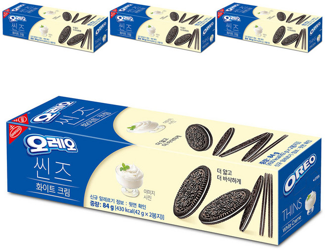 오레오 씬즈 화이트 크림, 84g, 4개