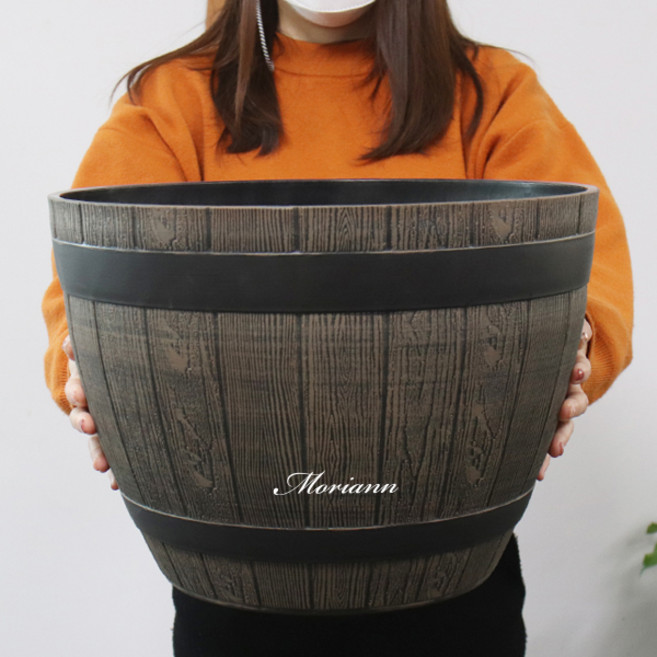 MORIANN 橡木感塑膠花盆 3824, 棕色, 1個