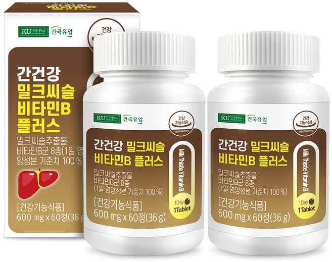 건국유업 간건강 밀크씨슬 비타민B 플러스 36g, 60정, 2개