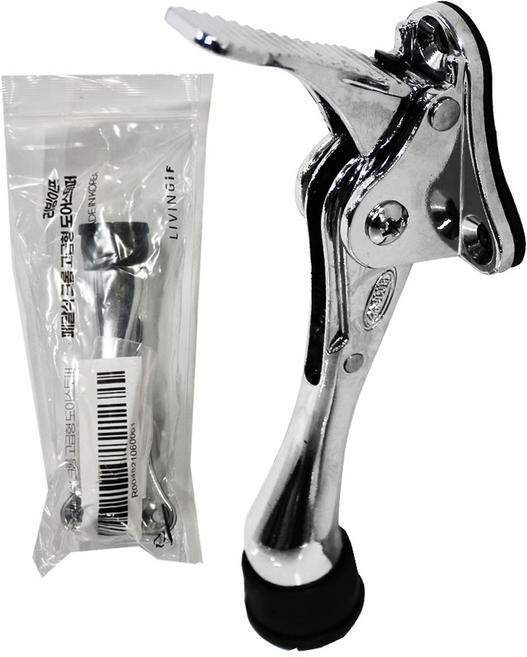 리빙이프 페달식 크롬 고급형 도어스토퍼, 1개