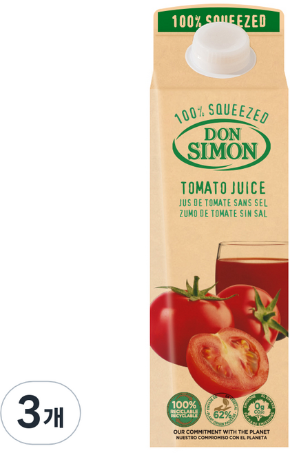 돈시몬 착즙 토마토 주스, 1L, 3개