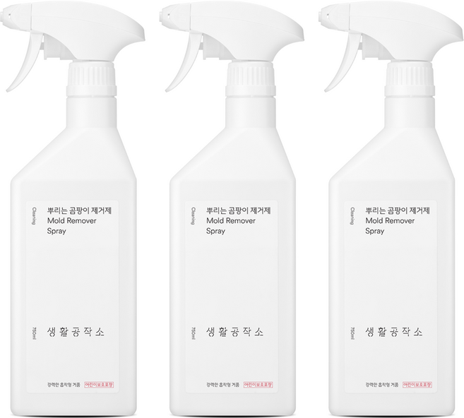 생활공작소 뿌리는 곰팡이 제거제, 750ml, 3개