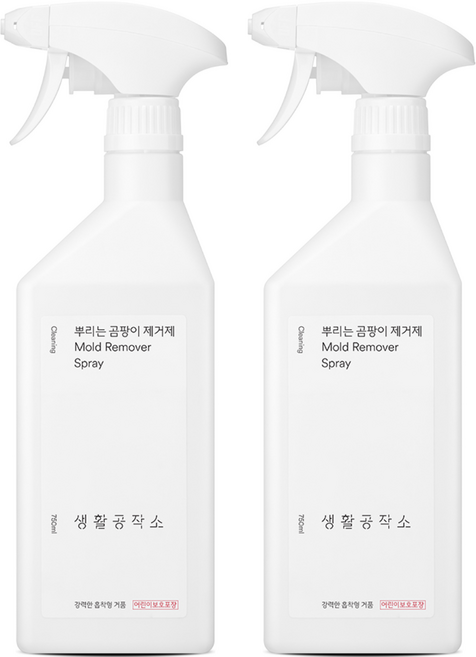 생활공작소 뿌리는 곰팡이 제거제, 750ml, 2개