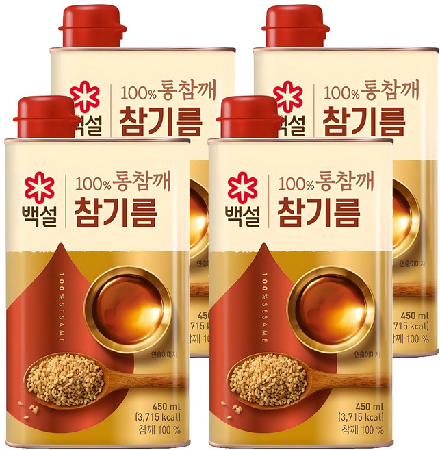백설 100% 통참깨 참기름, 450ml, 4개