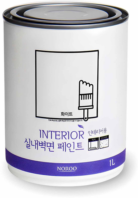 노루페인트 실내 벽면용, 화이트, 1L, 1개