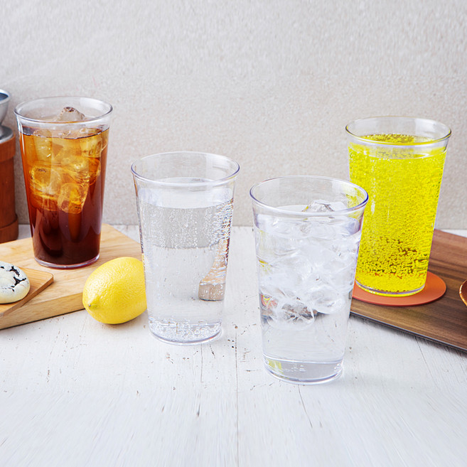 코멧 홈 국내생산 BPA FREE 심플 리유저블 투명 카페컵 580ml, 4세트