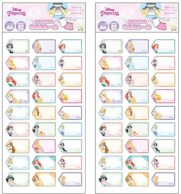 sun-star 防水姓名標示貼紙, 迪士尼公主, 35入, 2張