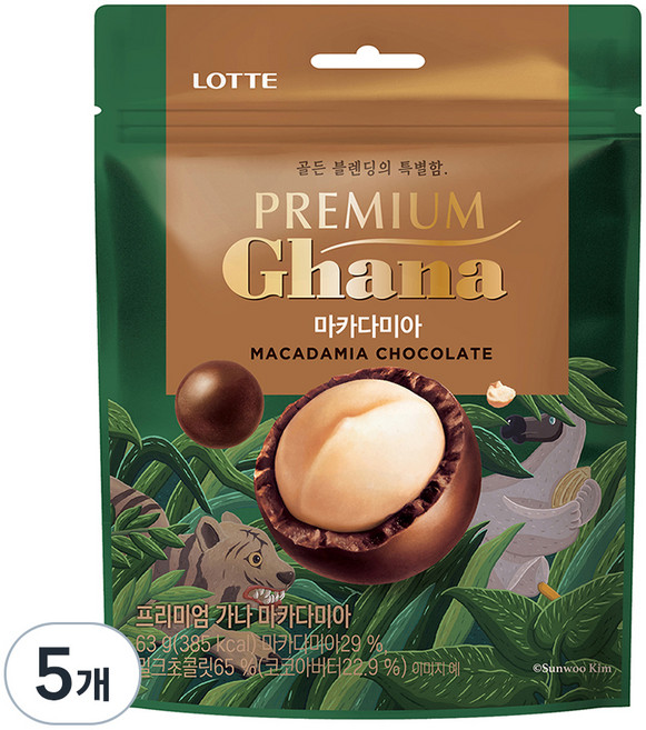 가나 프리미엄 마카다미아 초콜릿, 63g, 5개