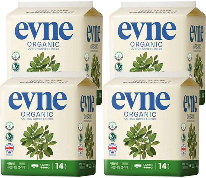 이브네 유순 생리대 날개형, 대형, 14개입, 4개