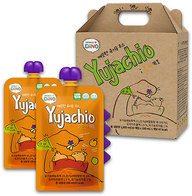 오가닉디노 깨끗한 유기농 주스 유자키오, 100ml, 10개