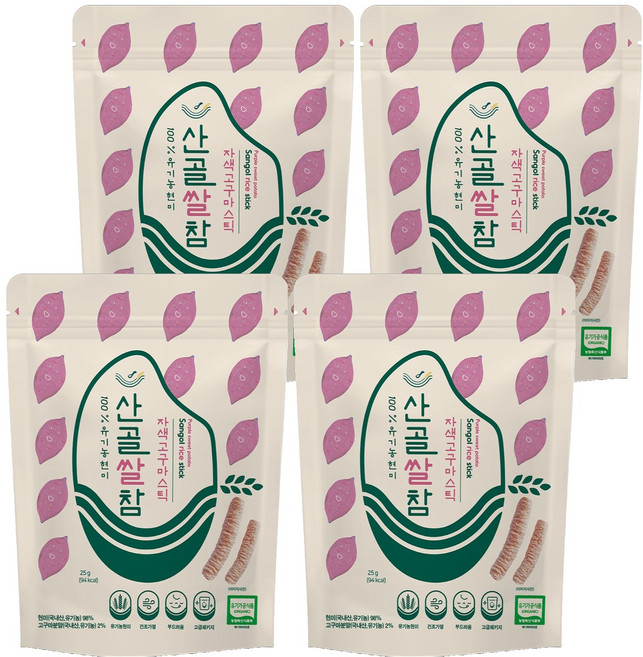 에코맘의산골이유식 산골쌀참, 자색고구마, 25g, 4개