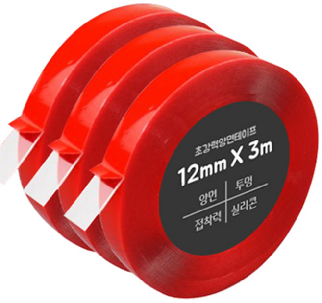 다다 초강력 실리콘 아크릴 폼 양면테이프 12mm x 3m, 투명, 3개